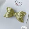 3” Yellow Sparkle Glitter Hair Bow - Image 5
