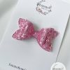 3” Pink Sparkle Glitter Hair Bow - Image 4
