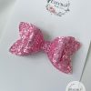 3” Pink Sparkle Glitter Hair Bow - Image 3