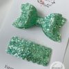 3” Green Sparkle Glitter Hair Bow