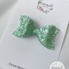 3” Green Sparkle Glitter Hair Bow - Image 4