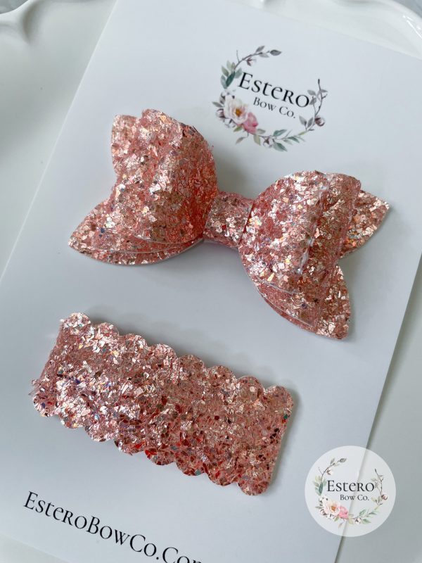3” Orange Sparkle Glitter Hair Bow