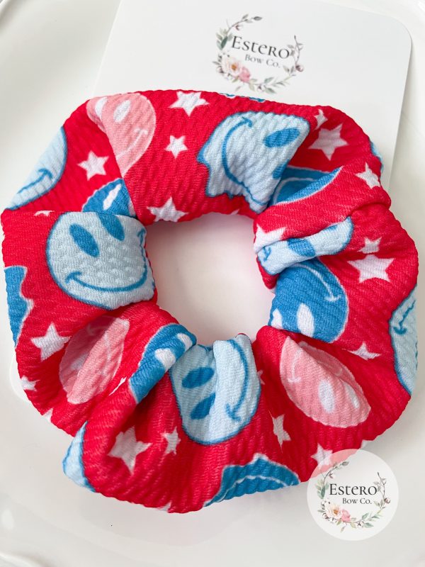 Red White and Blue Smile Scrunchie