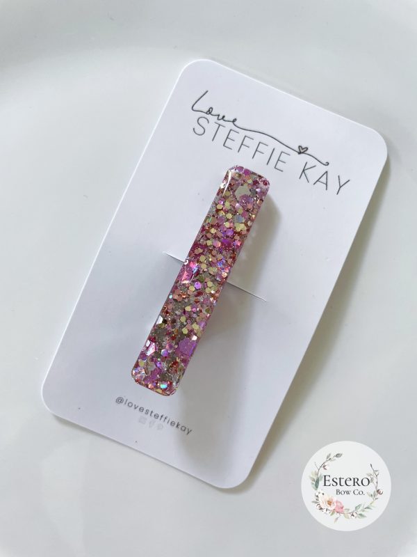 Pink Glitter Resin Hair Clip | Love Steffie Kay - Image 2