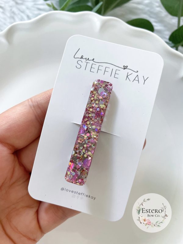Pink Glitter Resin Hair Clip | Love Steffie Kay