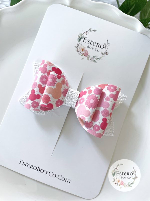 3.5” Floral Mouse Hair Bow - Image 2