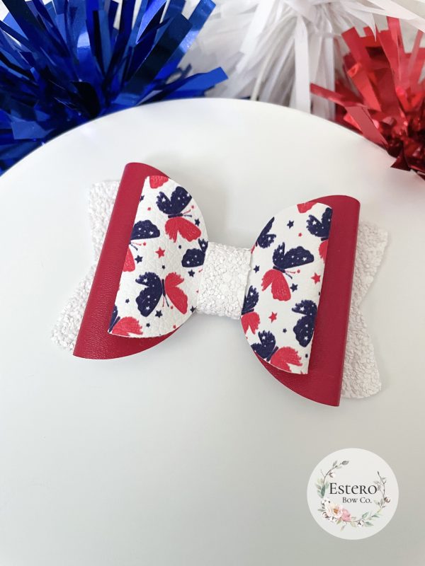 3.5” Patriotic Butterflies Hair Bow