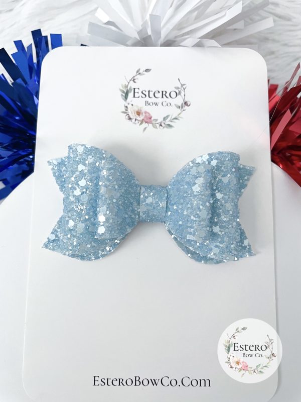 3.5” Blue Pearly Sugar Hair Bow - Image 2