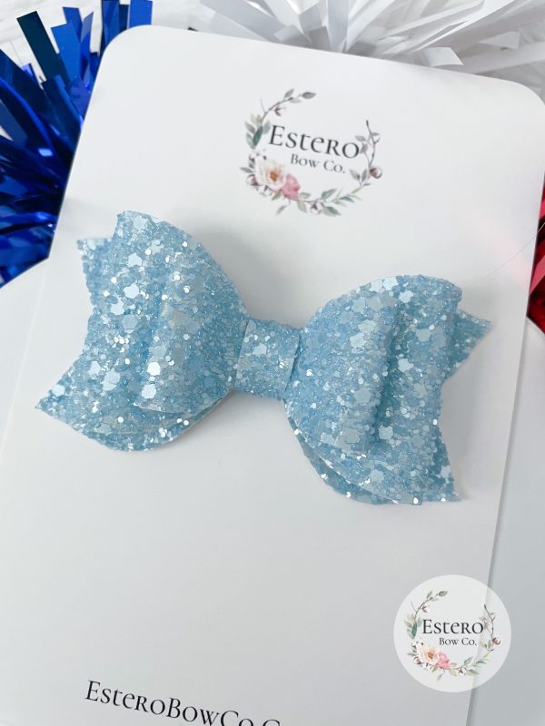 3.5” Blue Pearly Sugar Hair Bow - Image 3