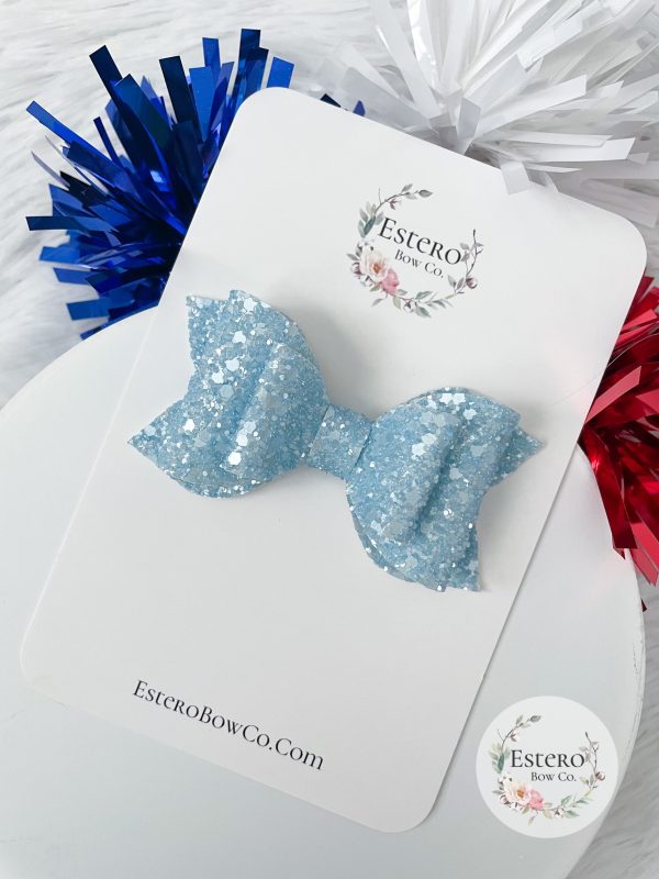 3.5” Blue Pearly Sugar Hair Bow - Image 4
