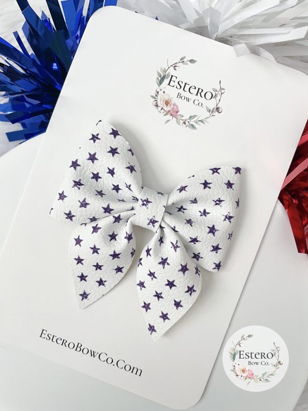 3" Vintage Blue Stars Sailor Hair Bow