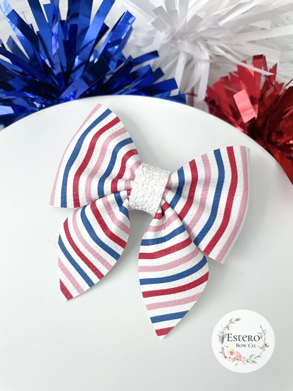 3" All American Stripes Sailor Hair Bow - Image 2