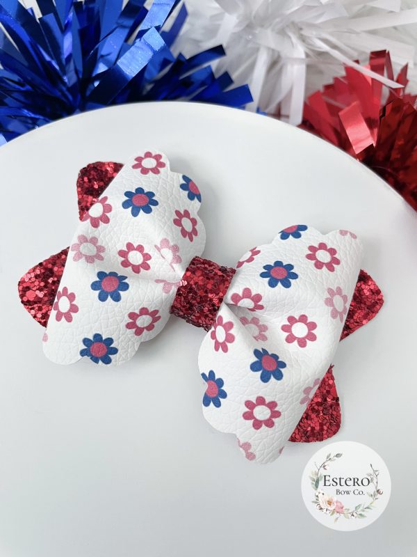 3.5” Patriotic Daisies Hair Bow
