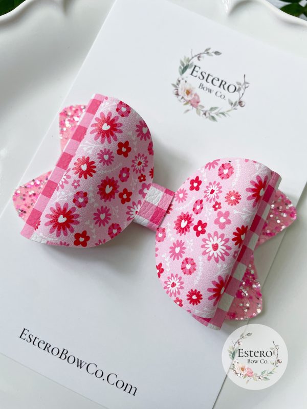 4” Pink Plaid Valentine's Day Bow