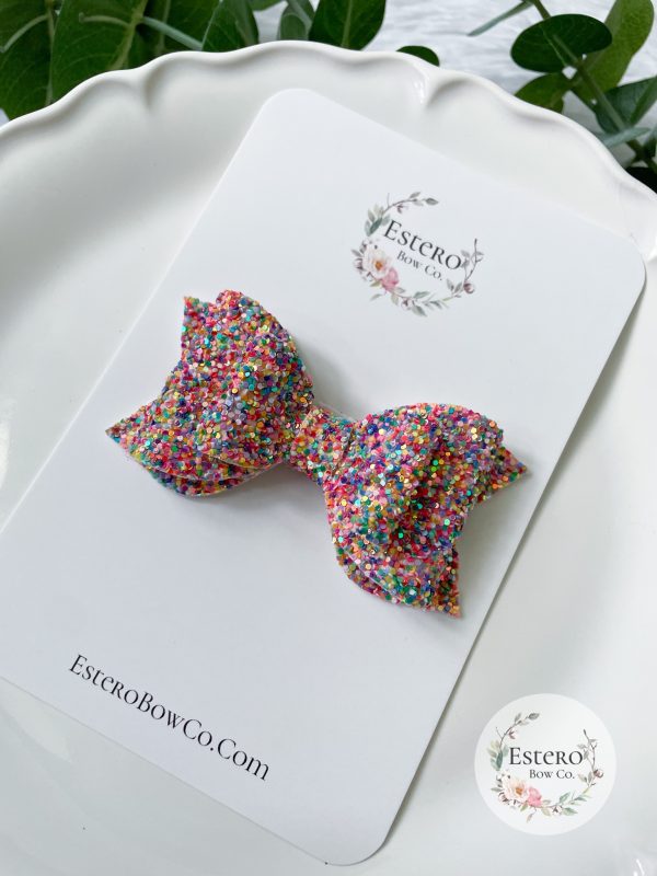 3.5” The Celebration Glitter Hair Bow - Image 2