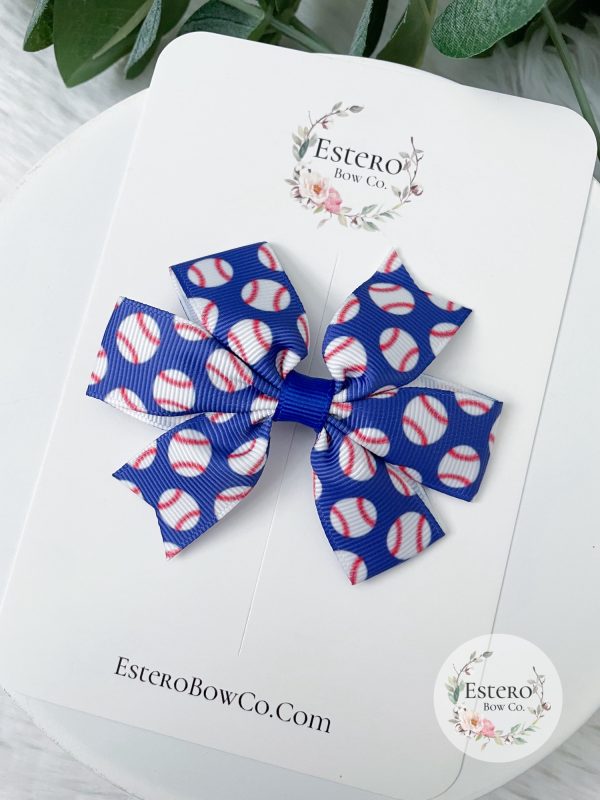 Baseball Ribbon Pinwheel Hair Bow - Image 3