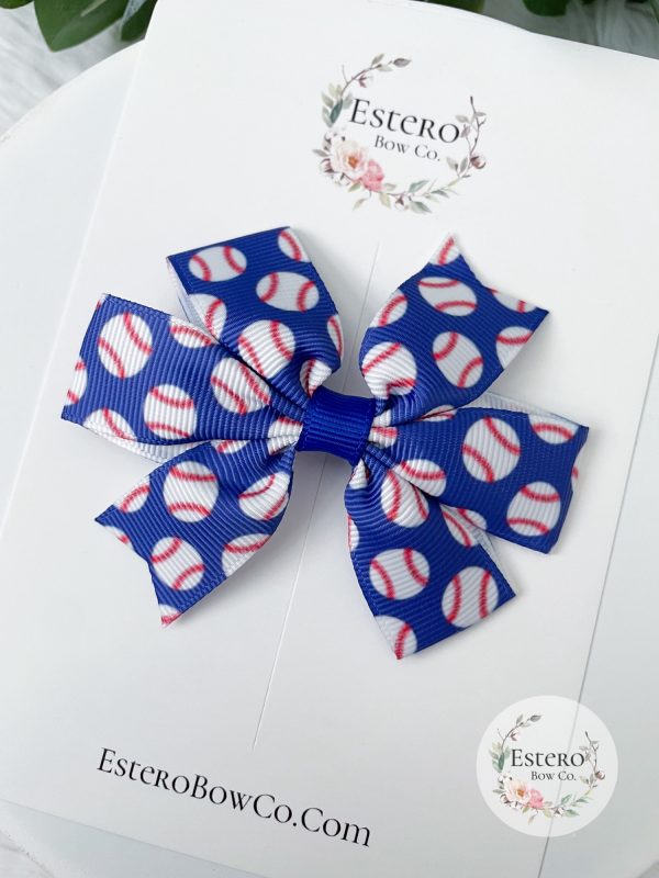 Baseball Ribbon Pinwheel Hair Bow