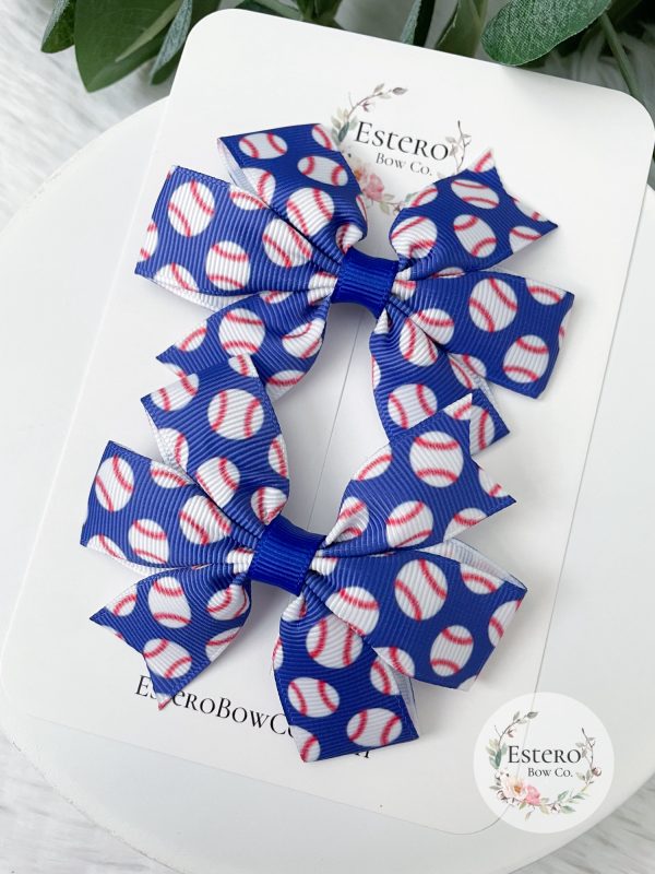 Baseball Ribbon Pinwheel Hair Bow - Image 2