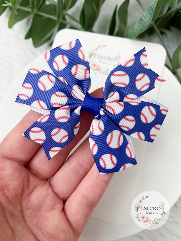 Baseball Ribbon Pinwheel Hair Bow - Image 4