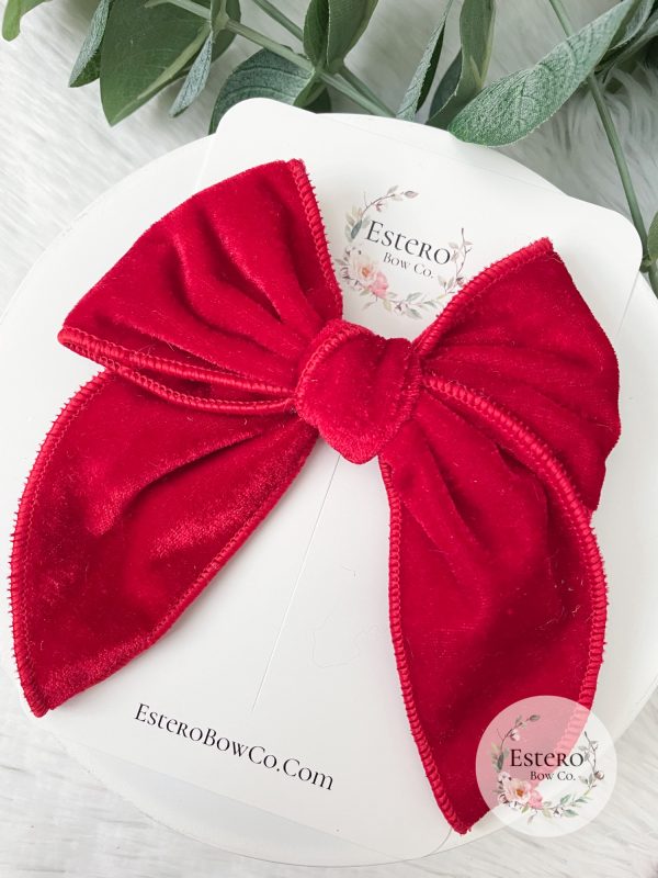 4.5" Red Velvet Fable Bow - Image 4
