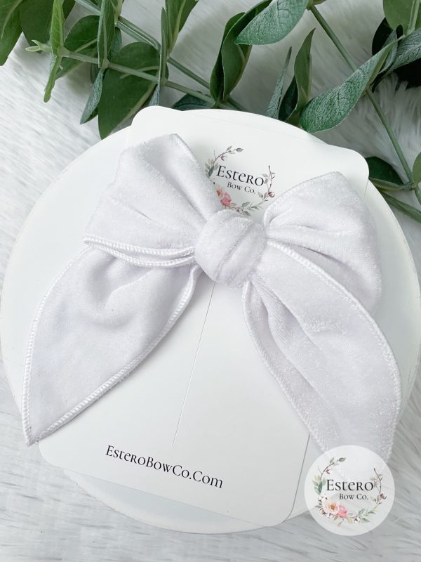 White Velvet Fable Bow - Image 3