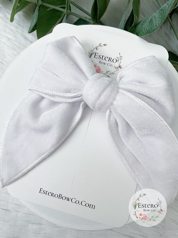 White Velvet Fable Bow - Image 2