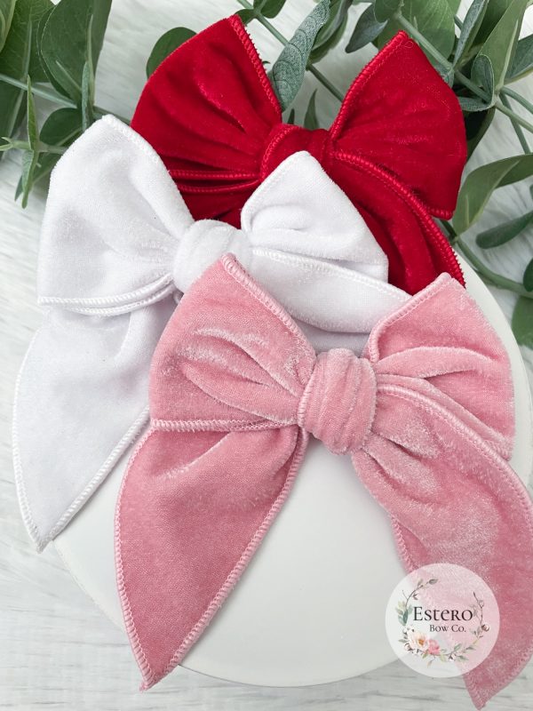White Velvet Fable Bow - Image 5