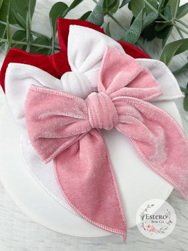 White Velvet Fable Bow - Image 4