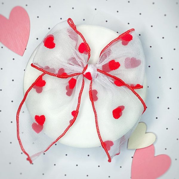 Red Hearts Mesh Fable Bow