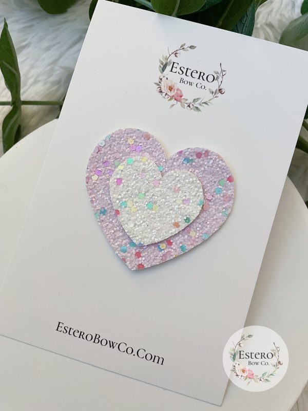 Light Pink Funfetti Heart Hair Clip