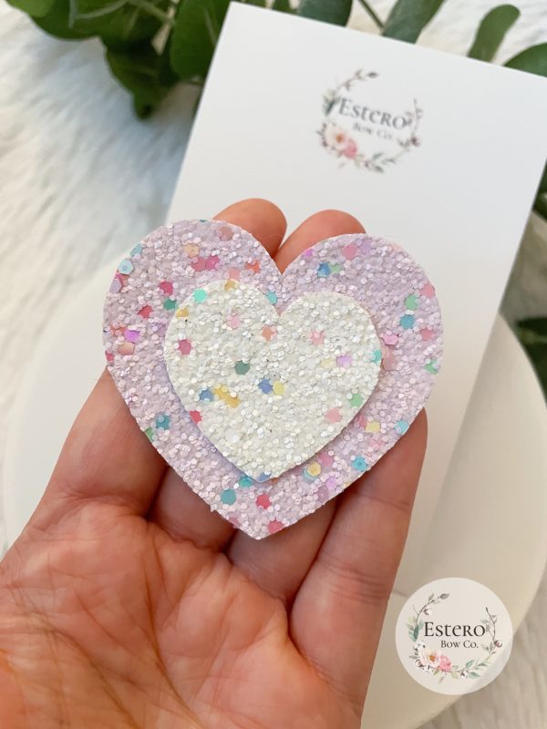 Light Pink Funfetti Heart Hair Clip - Image 2