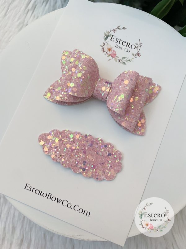 3" Pink Dream Glitter Hair Bow - Image 2
