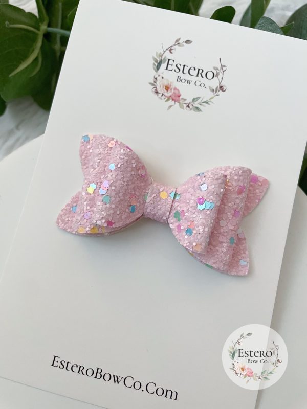 3" Light Pink Funfetti Glitter Hair Bow