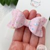 3" Light Pink Funfetti Glitter Hair Bow - Image 2