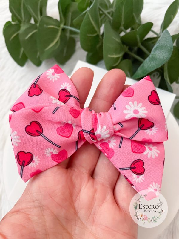 3.5" Candy Hearts Hair Bow - Image 2
