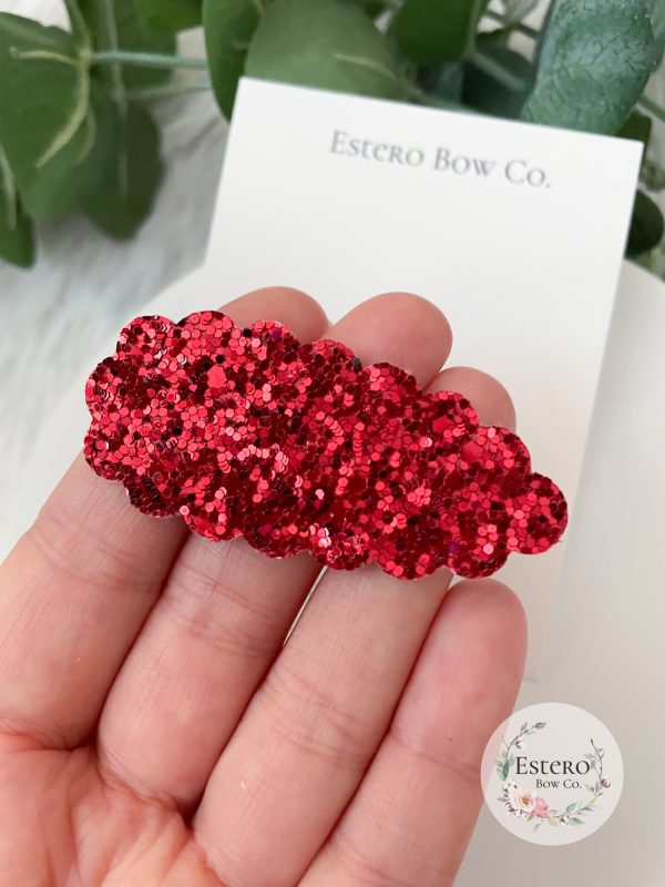 Red Glitter Scalloped Snap Clip - Image 2