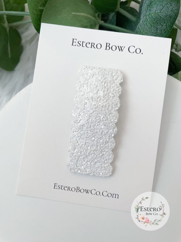 White Glitter Snap Clip