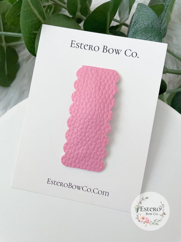 Pink Pebbled Vegan Leather Snap Clip