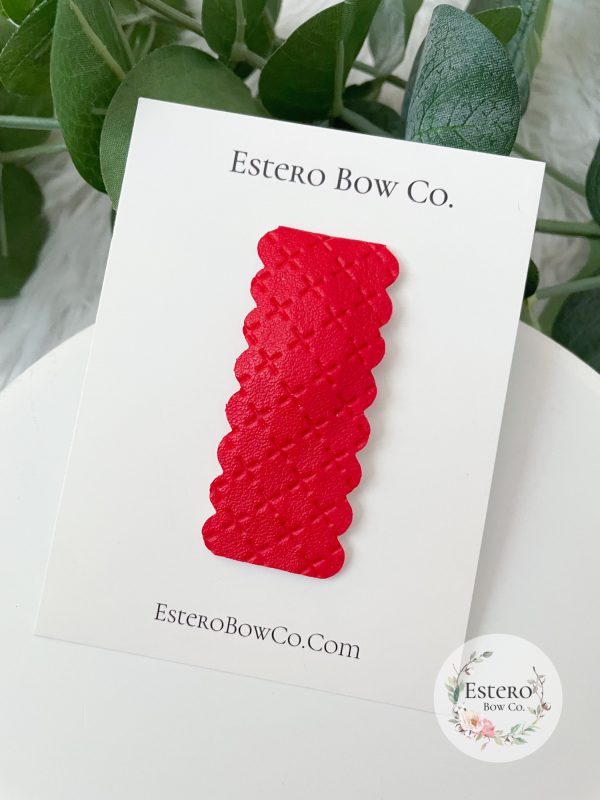 Red Vegan Leather Snap Clip