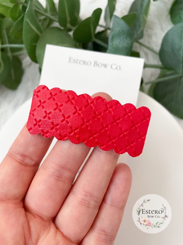 Red Vegan Leather Snap Clip - Image 2