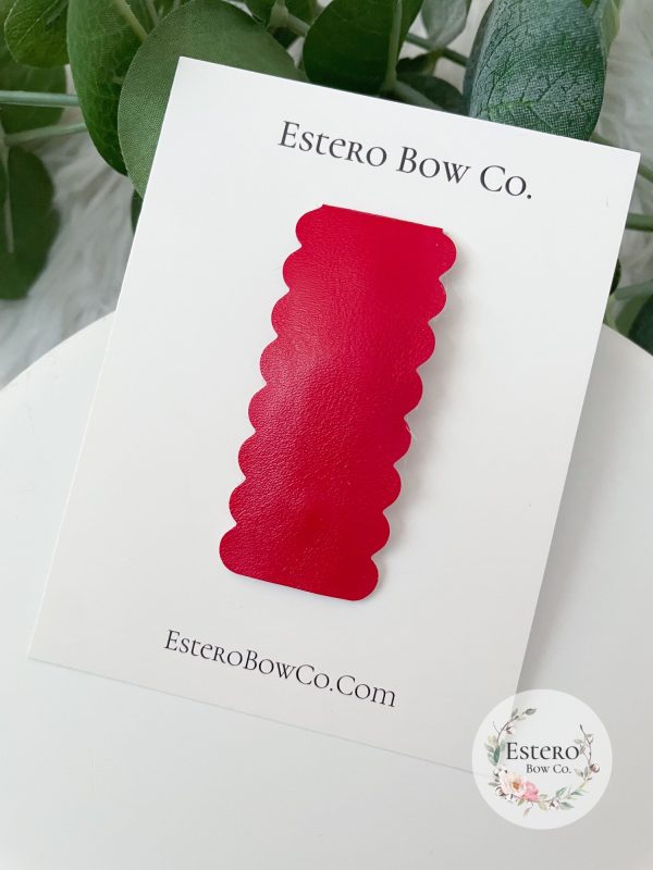 Red Smooth Vegan Leather Snap Clip