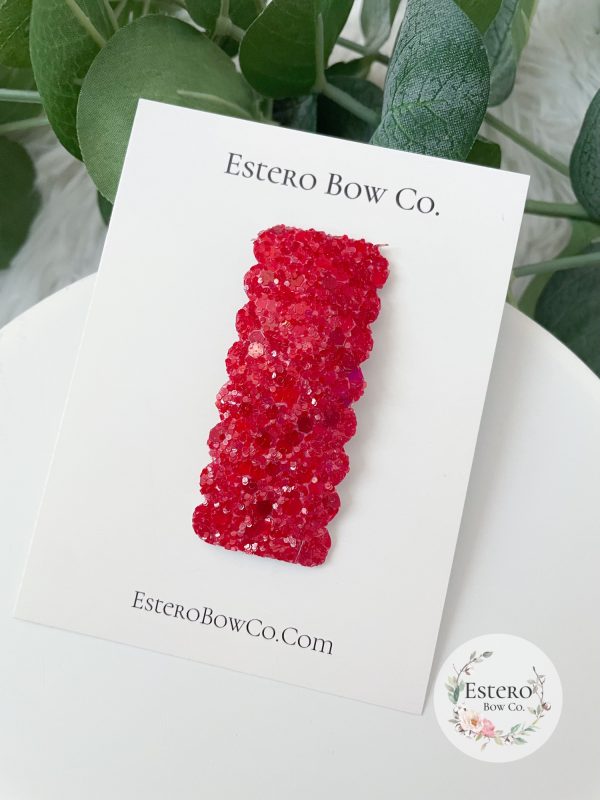 Ruby Red Glitter Snap Clip