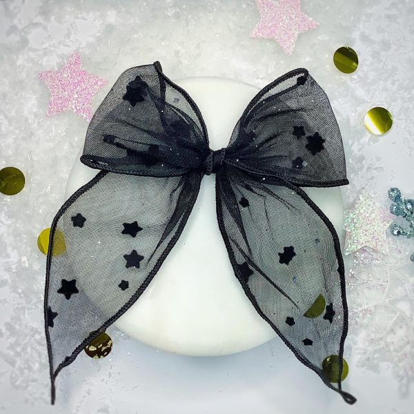 Black Stars Tulle Fable Bow