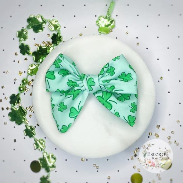 Green Shamrocks Hair Bow