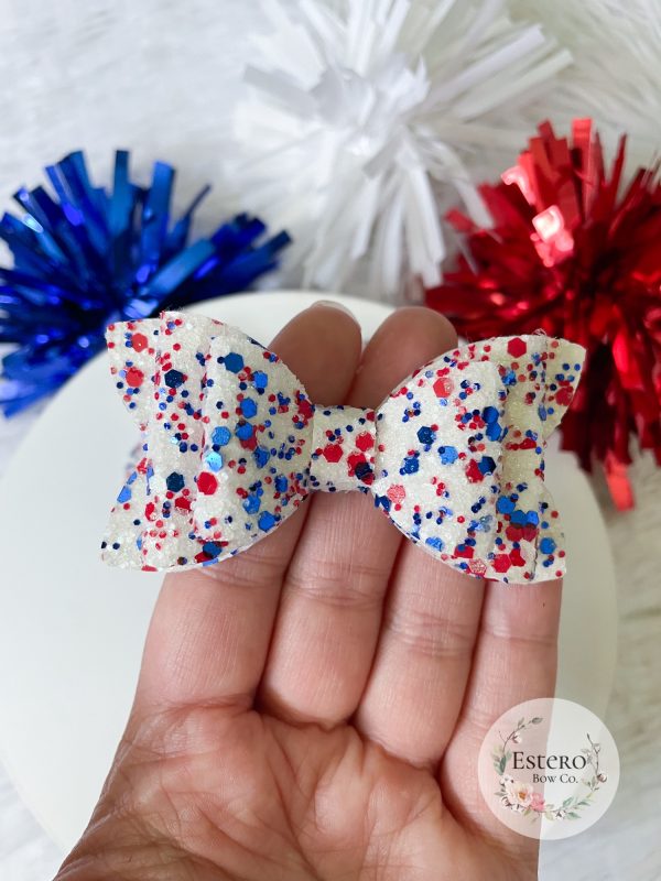 3" All American Glitter Hair Bow - Image 2