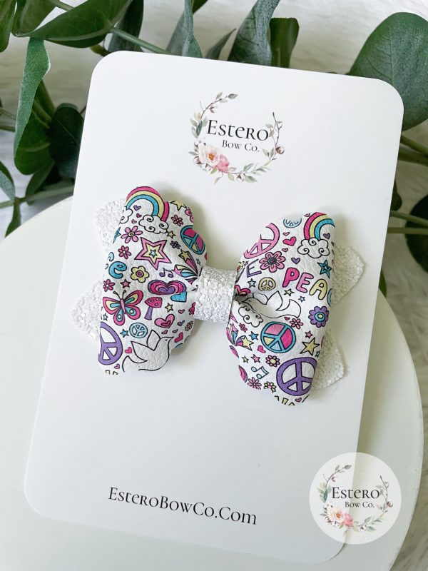 3.5” Peace and Love Hair Bow - Image 2
