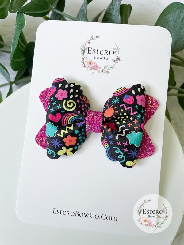 3.5” Shine So Bright Hair Bow - Pink Glitter