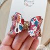 2.5” Fall Leaves Vegan Leather Hair Bow - Image 2