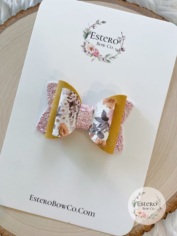 2.5” Tessa Floral Vegan Leather Hair Bow