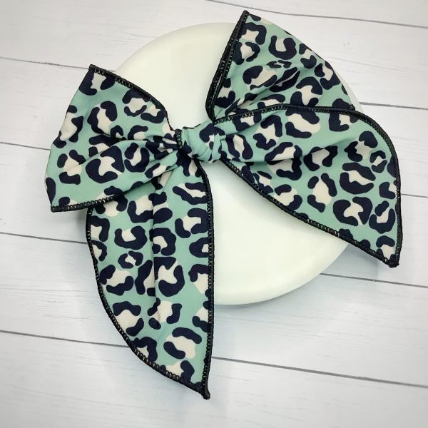 4.5" Green Leopard Print Fable Bow